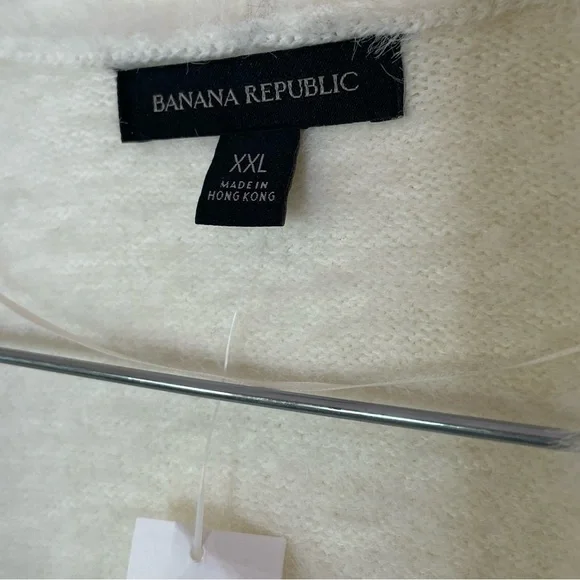 NWT Banana Republic Ivory White Fuzzy Long Cardigan Sweater Sz XXL - Picture 6 of 7